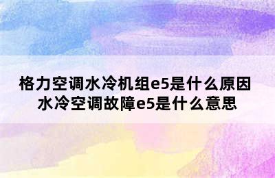 格力空调水冷机组e5是什么原因 水冷空调故障e5是什么意思